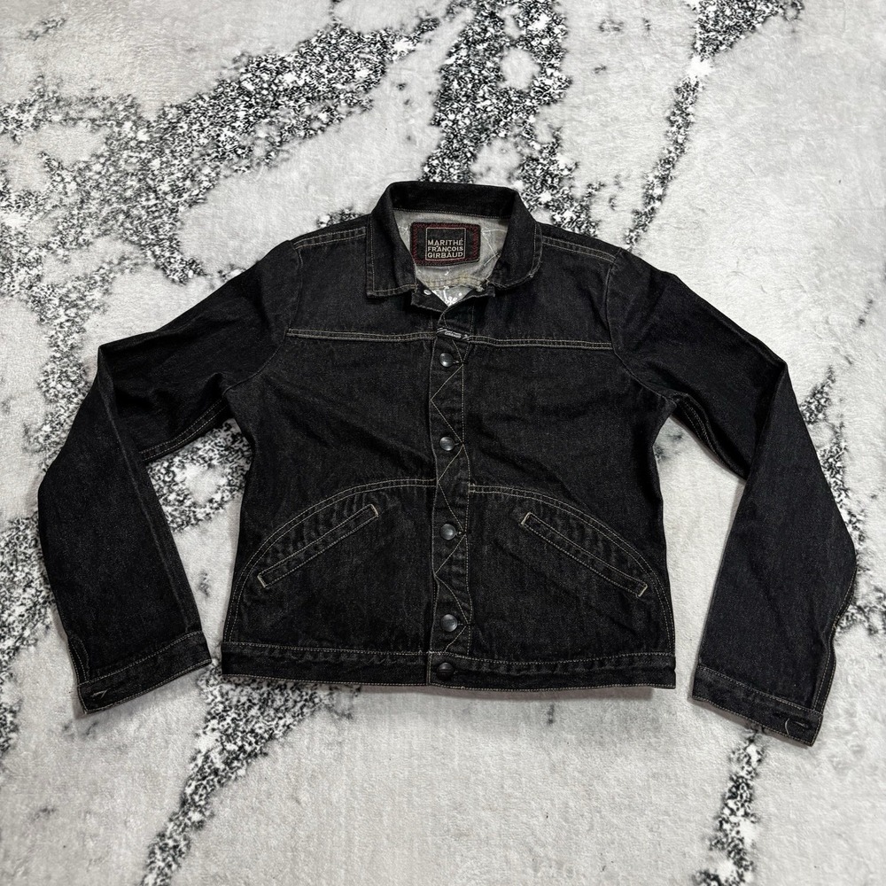 Vintage Marithe Francois Girbaud Girls Denim Jacket Size L Black Y2K